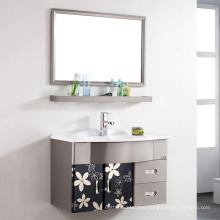 Stainless Bathroom Mirror double door Bathroom vanity with Push-pull cabinet